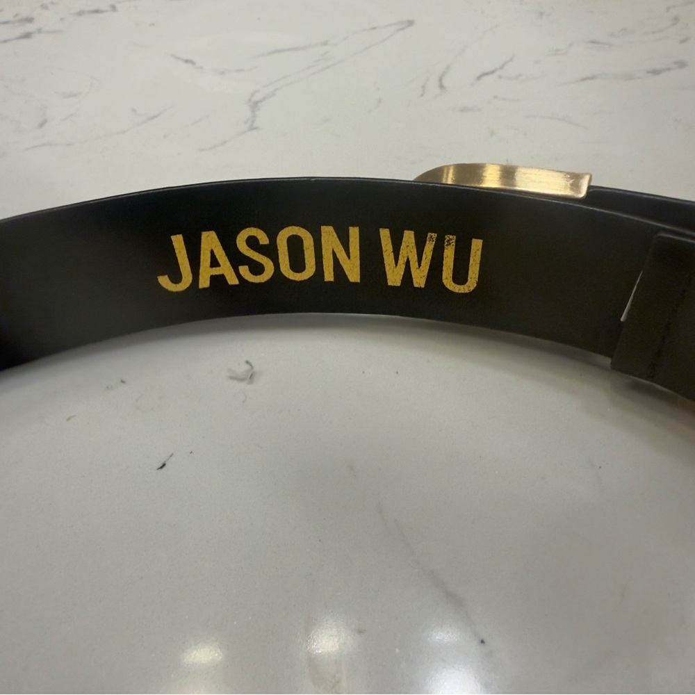 Jason Wu Black Leather Gold Buckle Women’s Leather Belt Large New - Picture 6 of 6